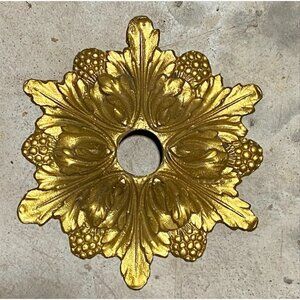 Vintage Art Deco Acanthus Leaf & Berry Chandelier Bronze Ceiling Light Plate